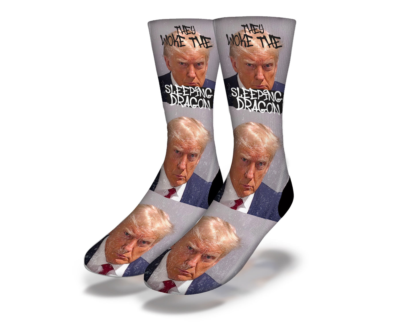 Trump Mugshot Sleeping Dragon Graffiti Socks