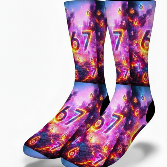 6 7 Neon Flame Socks
