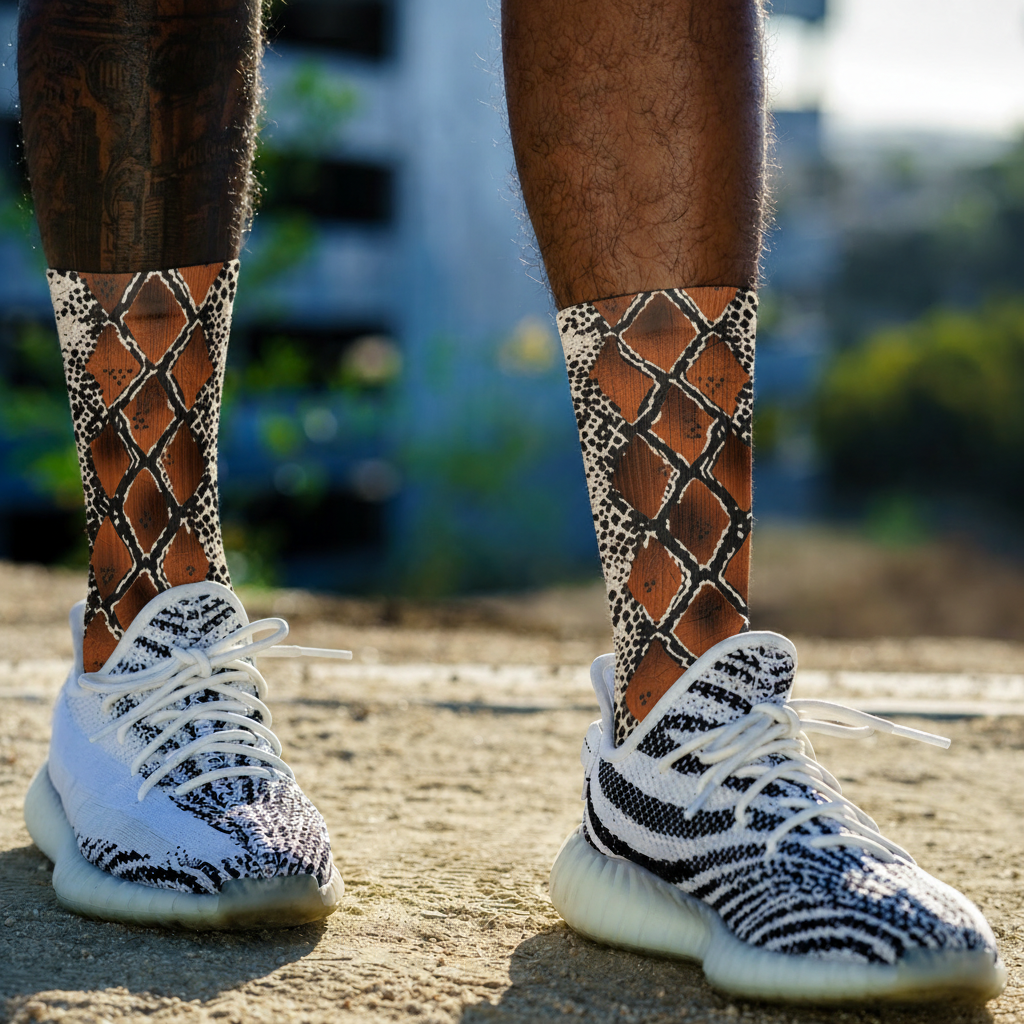 Snake Skin Print Socks