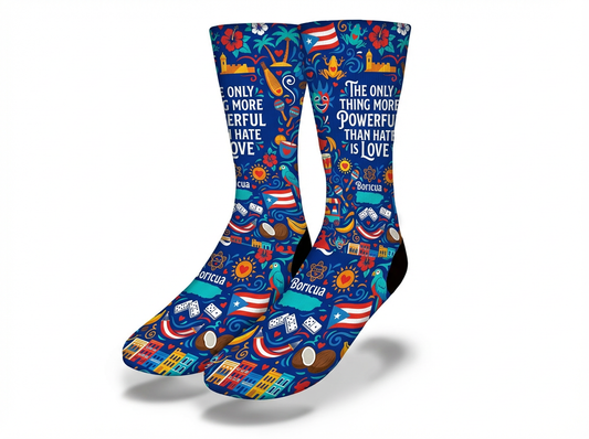 Love Over Hate Bad Bunny Inspired Puerto Rico Socks