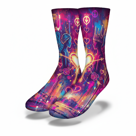 Tarot Card The Lovers Street Romance Socks