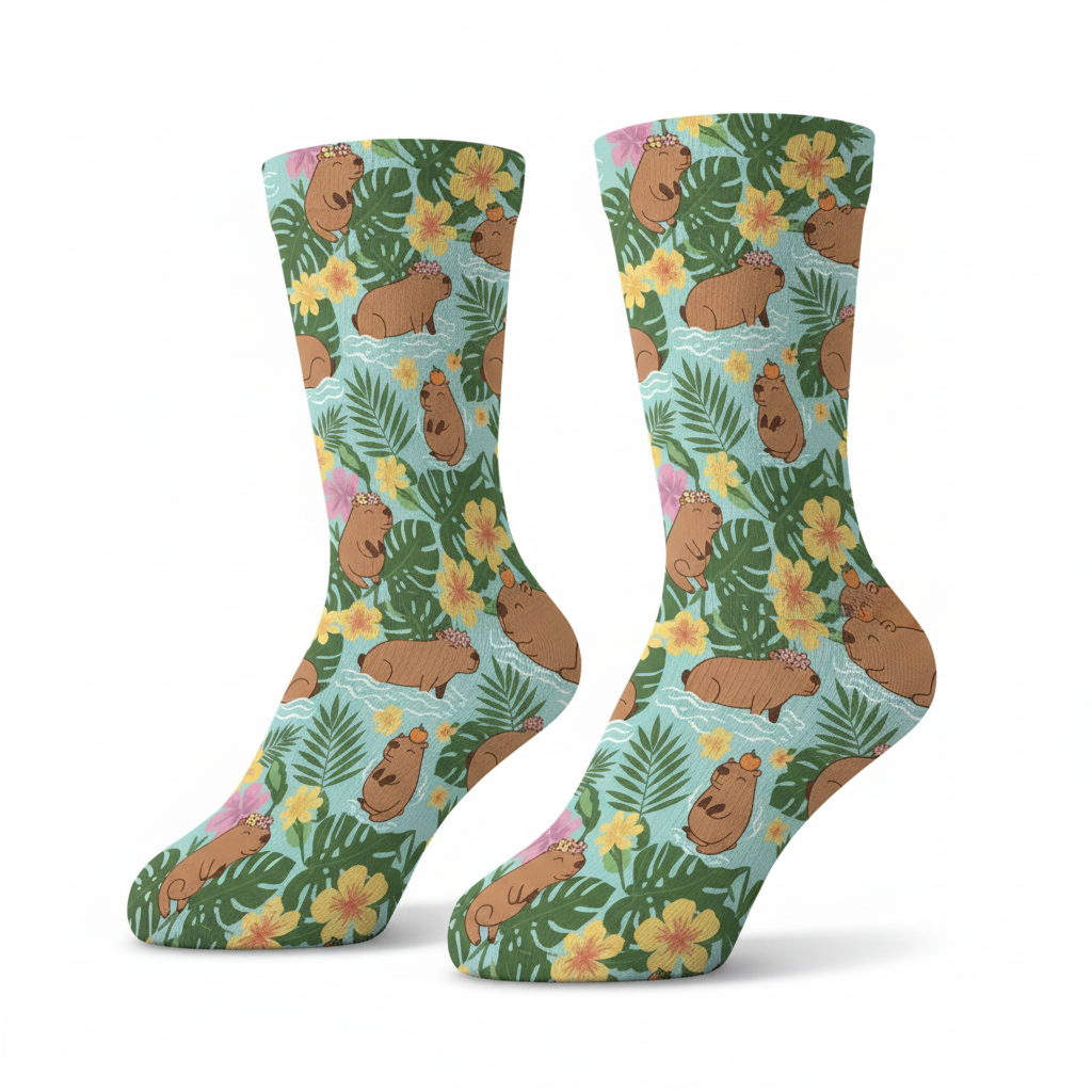Tropycal Capybara Socks