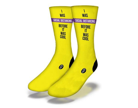 SOCIAL DISTANCING Funny Coronavirus Quarantine Socks (Yellow)
