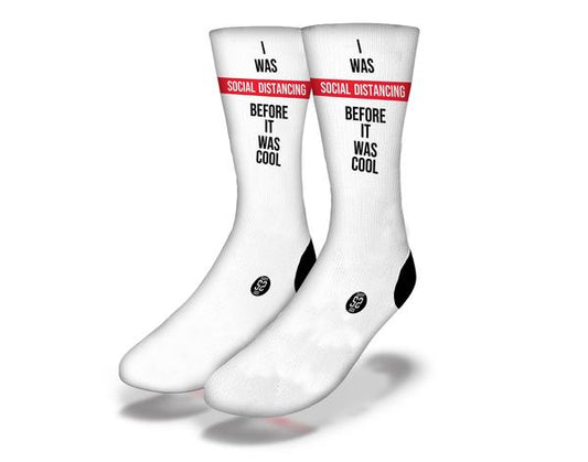 SOCIAL DISTANCING Funny Coronavirus Quarantine Socks (White)