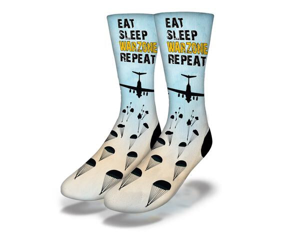 Eat Sleep Warzone Repeat Socks Blue