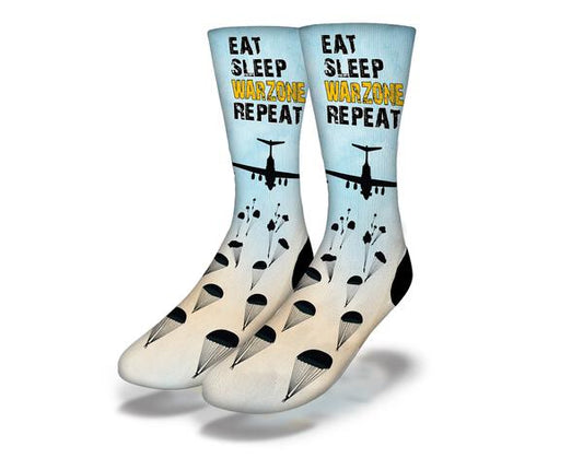Eat Sleep Warzone Repeat Socks Blue