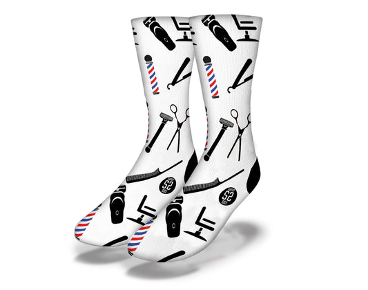 Barber Shop Socks White
