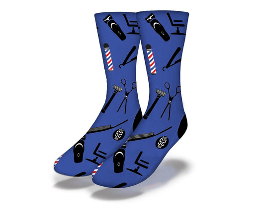 Barber Shop Socks Blue