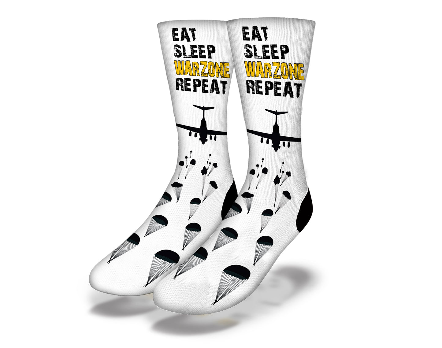 Eat Sleep Warzone Repeat Socks White