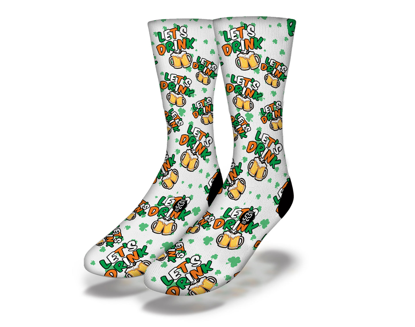 "LET'S DRINK" Fun St Patrick's Day Socks