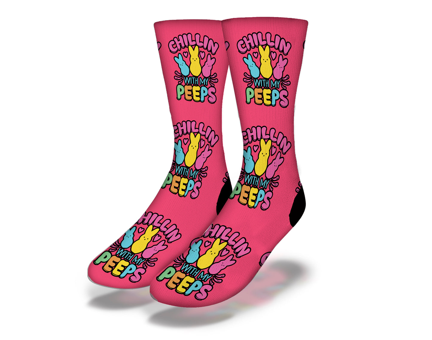 CHILLIN WITH MY PEEPS Cute Easter Socks (Pink)