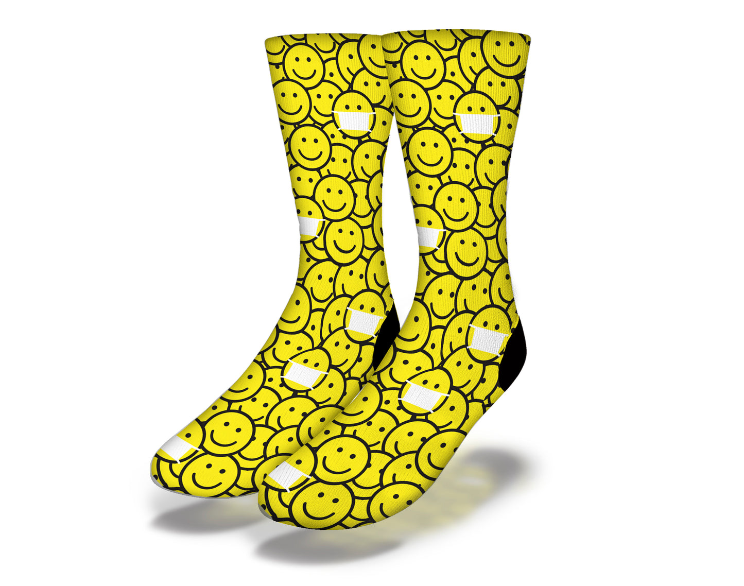 MASK ON SMILEY FACE PANDEMIC Novelty Socks