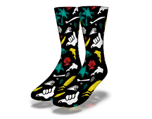 RUSTIC SURF Fun Surfing Socks (Black Multi)