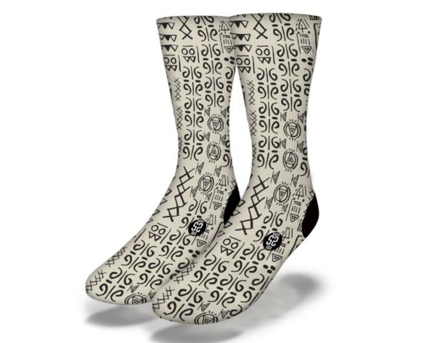 BLACK & TAN African Tribal Pattern Socks