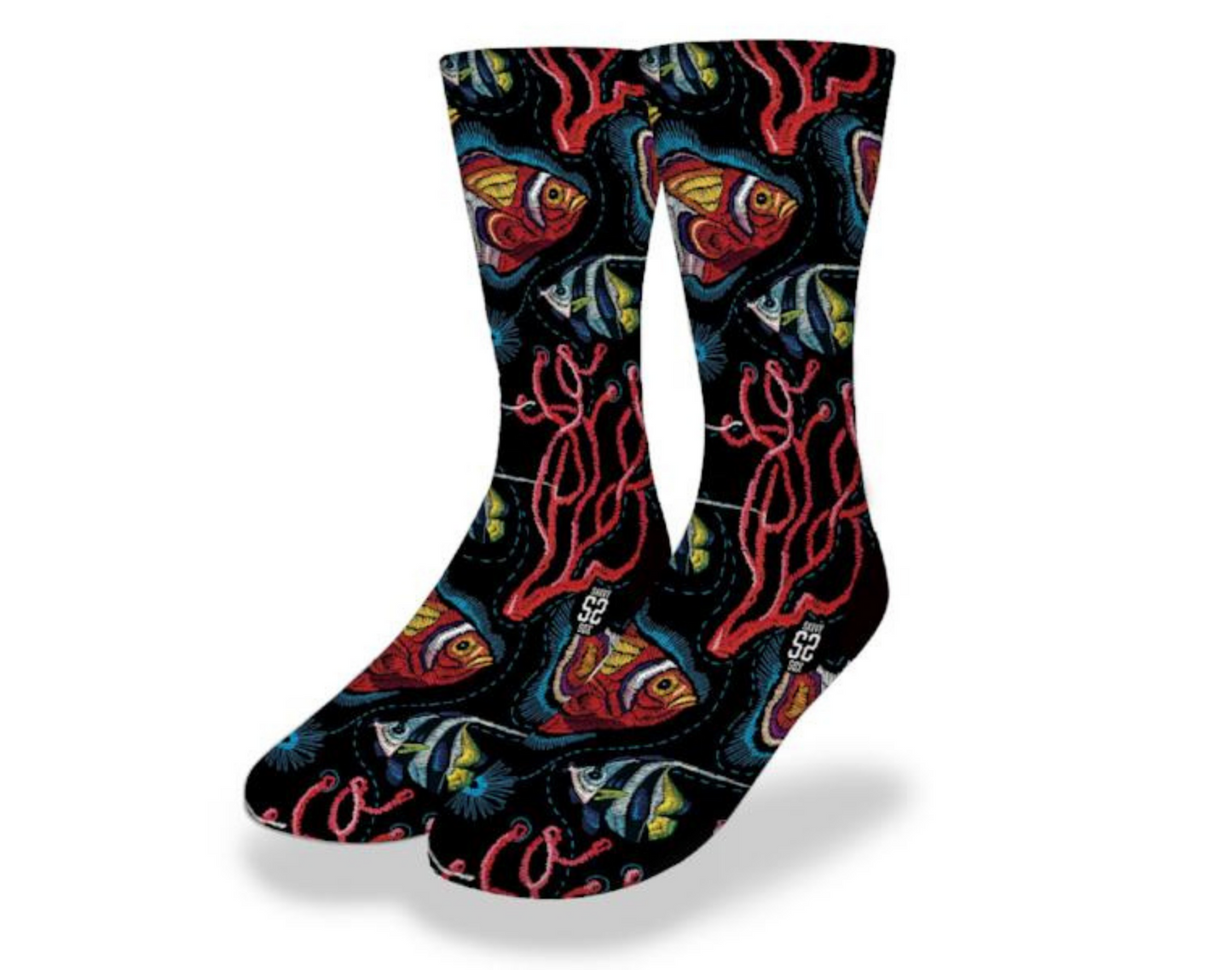 TROPICAL FISH & RED CORAL Fun Fish Socks