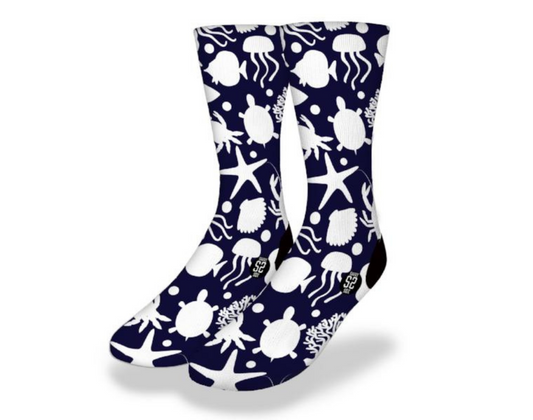REEF LIFE BLACK & WHITE Fun Fish Socks