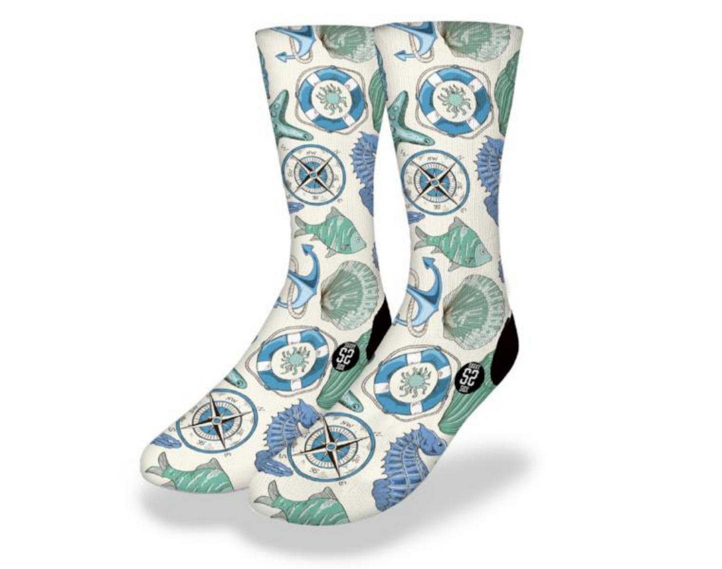 VINTAGE SEA CAPTAIN Fun Sailing Socks (Antique Green)