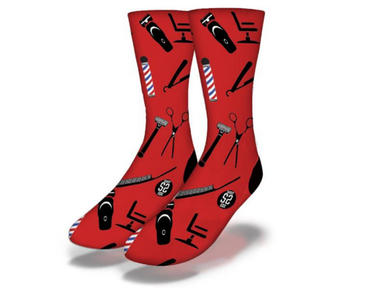 Barber Shop Socks Red