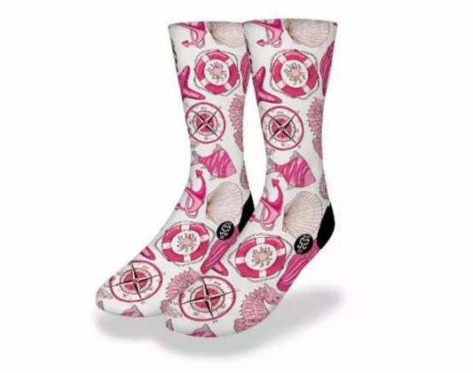 VINTAGE SEA CAPTAIN Fun Sea Life Socks (Antique Red)