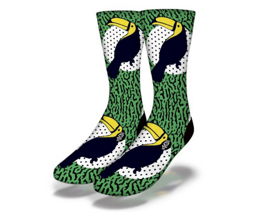 RETRO TROPICAL TOUCANS Fun Bird Socks