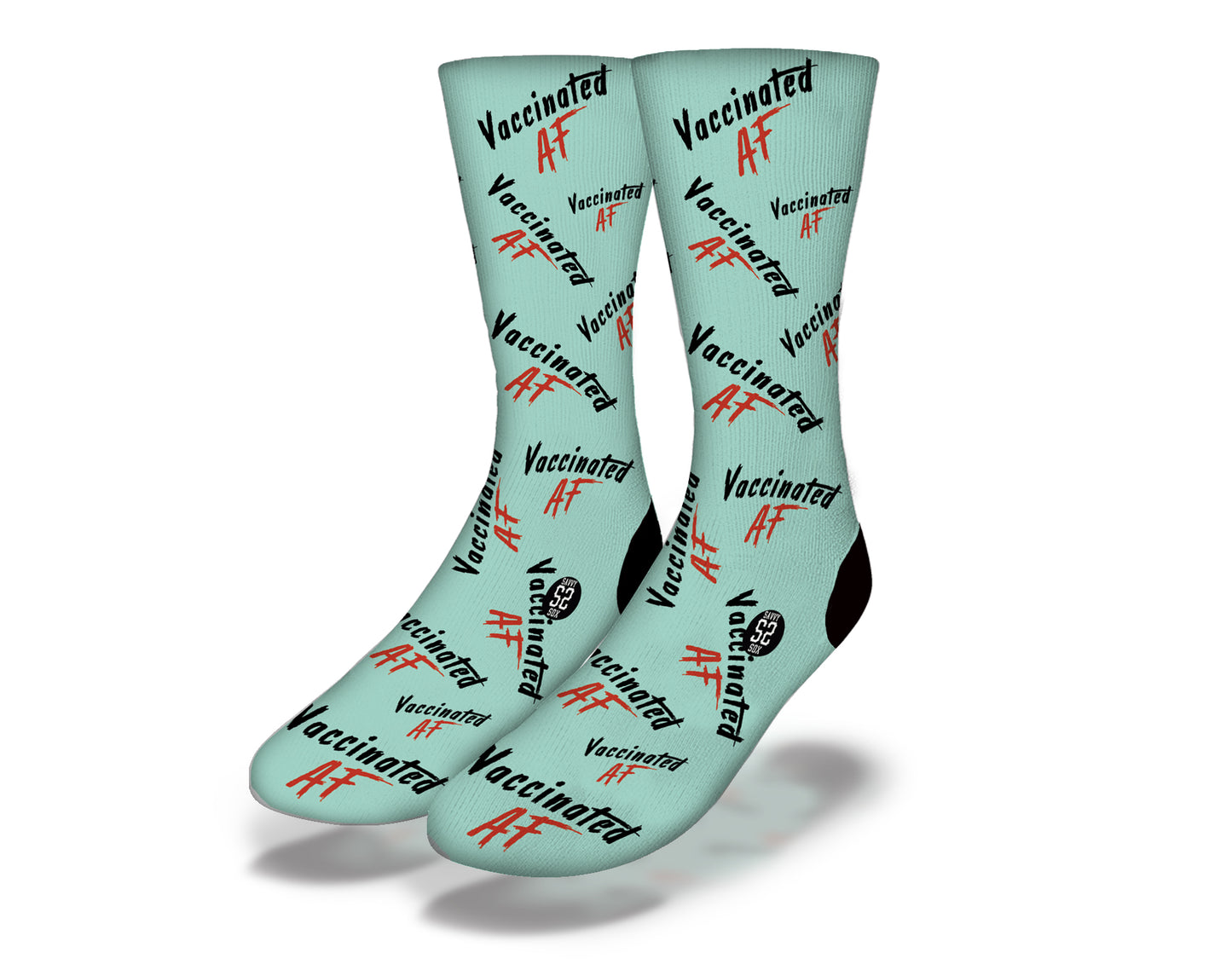 VACCINATED AF Funny Coronavirus Novelty Socks (Teal)
