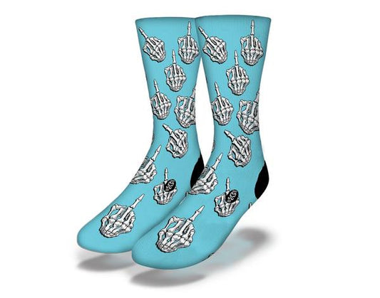 BIRDS & BONES (Blue) Funny Halloween Socks