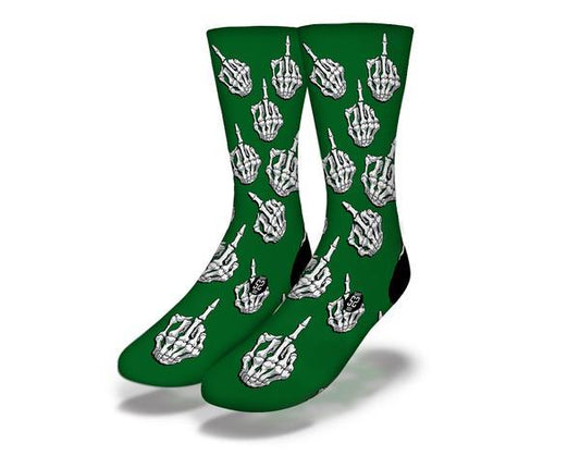 BIRDS & BONES (Green) Funny Halloween Socks