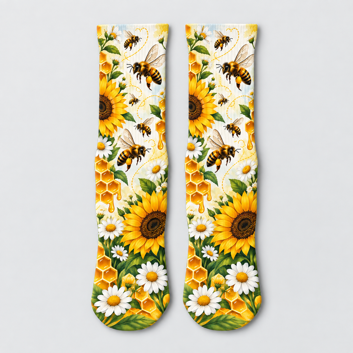 Insects Honeybees Sunflowers socks