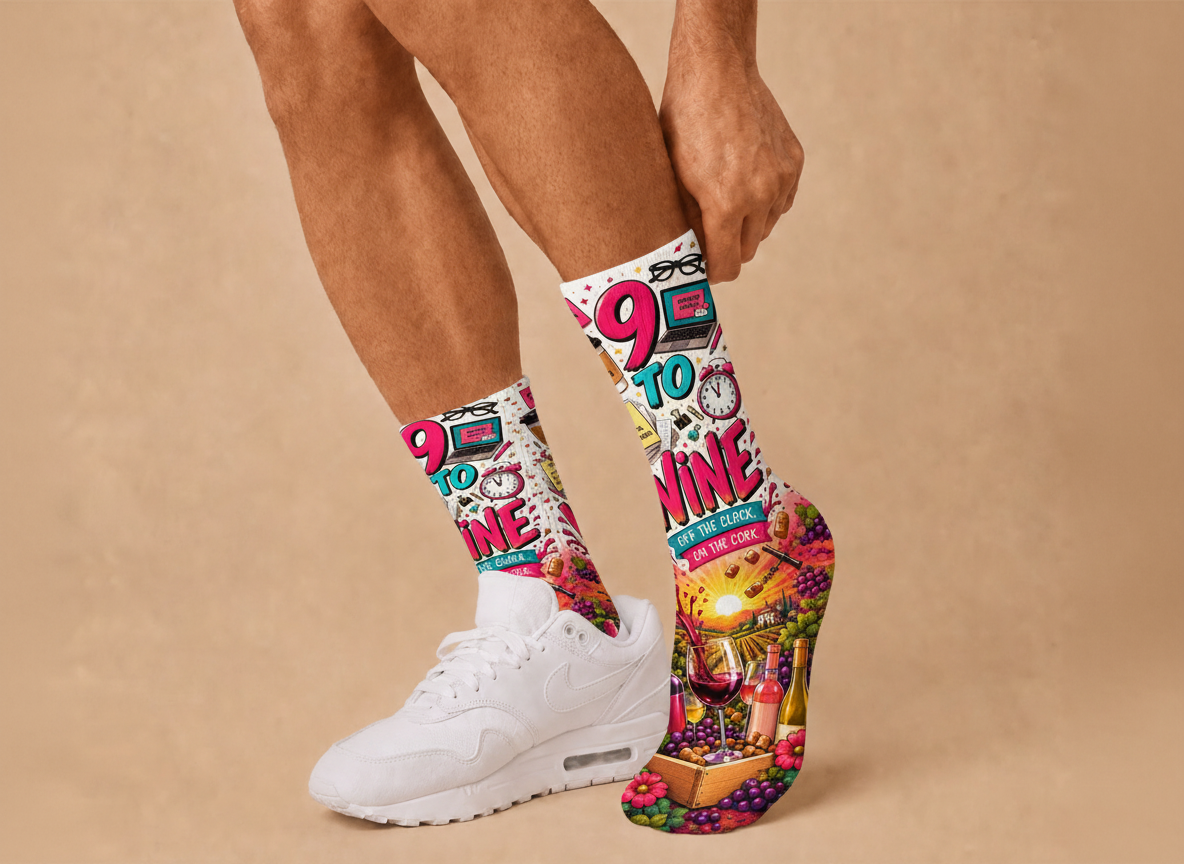 Wine a Little, Laugh a Lot socks