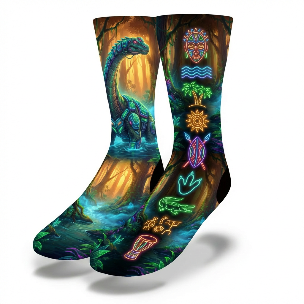 African Futuristic Mokele-Mbembe Socks