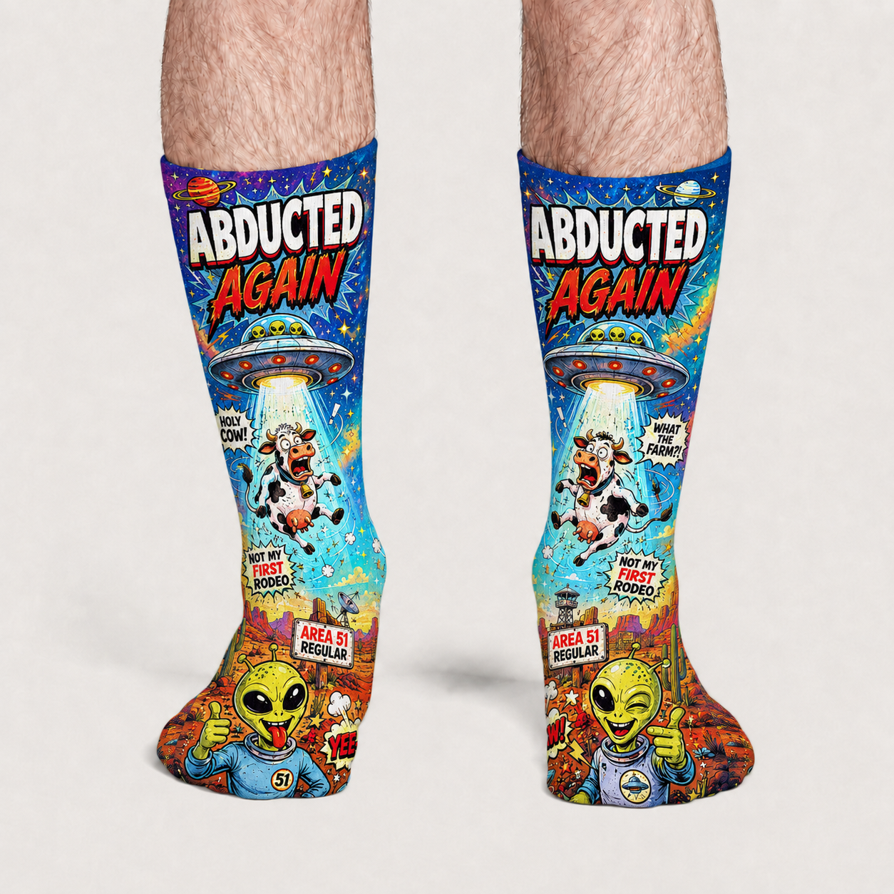Alien Abducted Again socks
