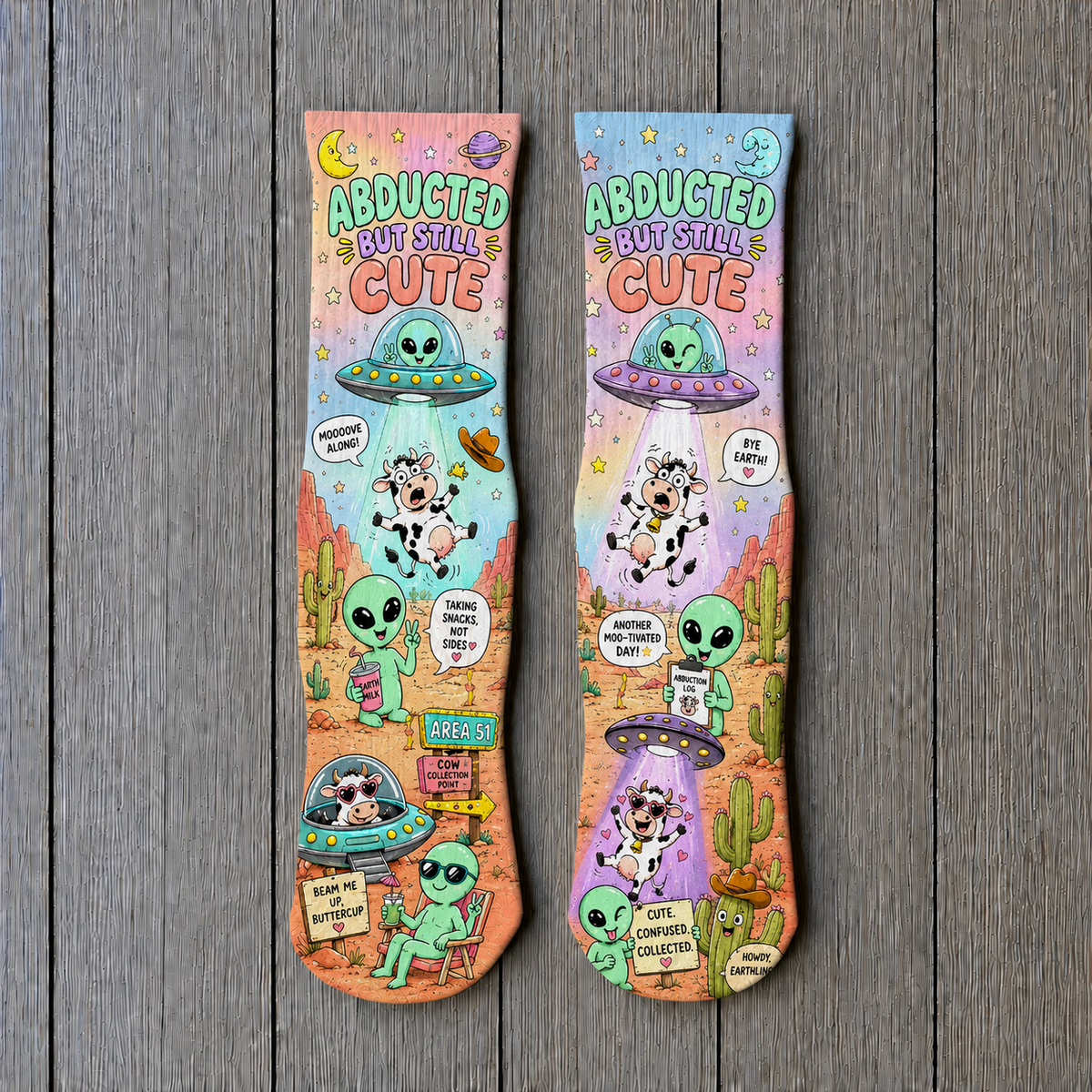 Alien Abducted But Still Cute socks