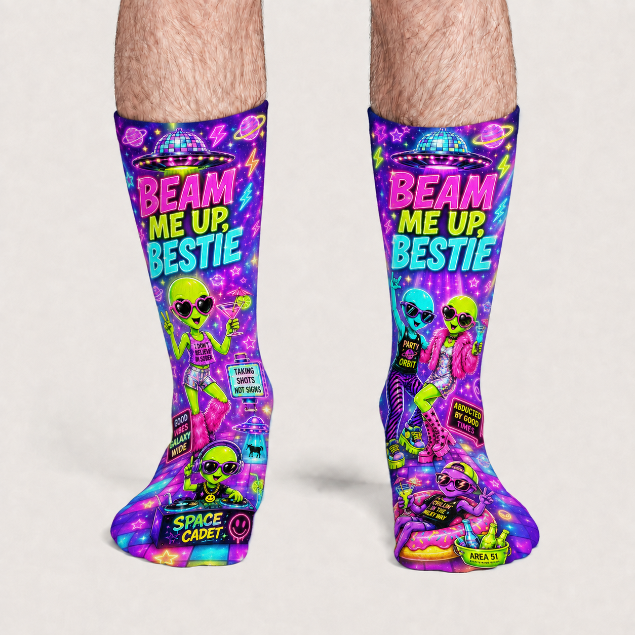 Alien Beam Me Up Bestie Socks