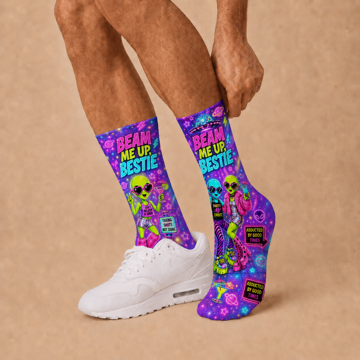 Alien Beam Me Up Bestie Socks