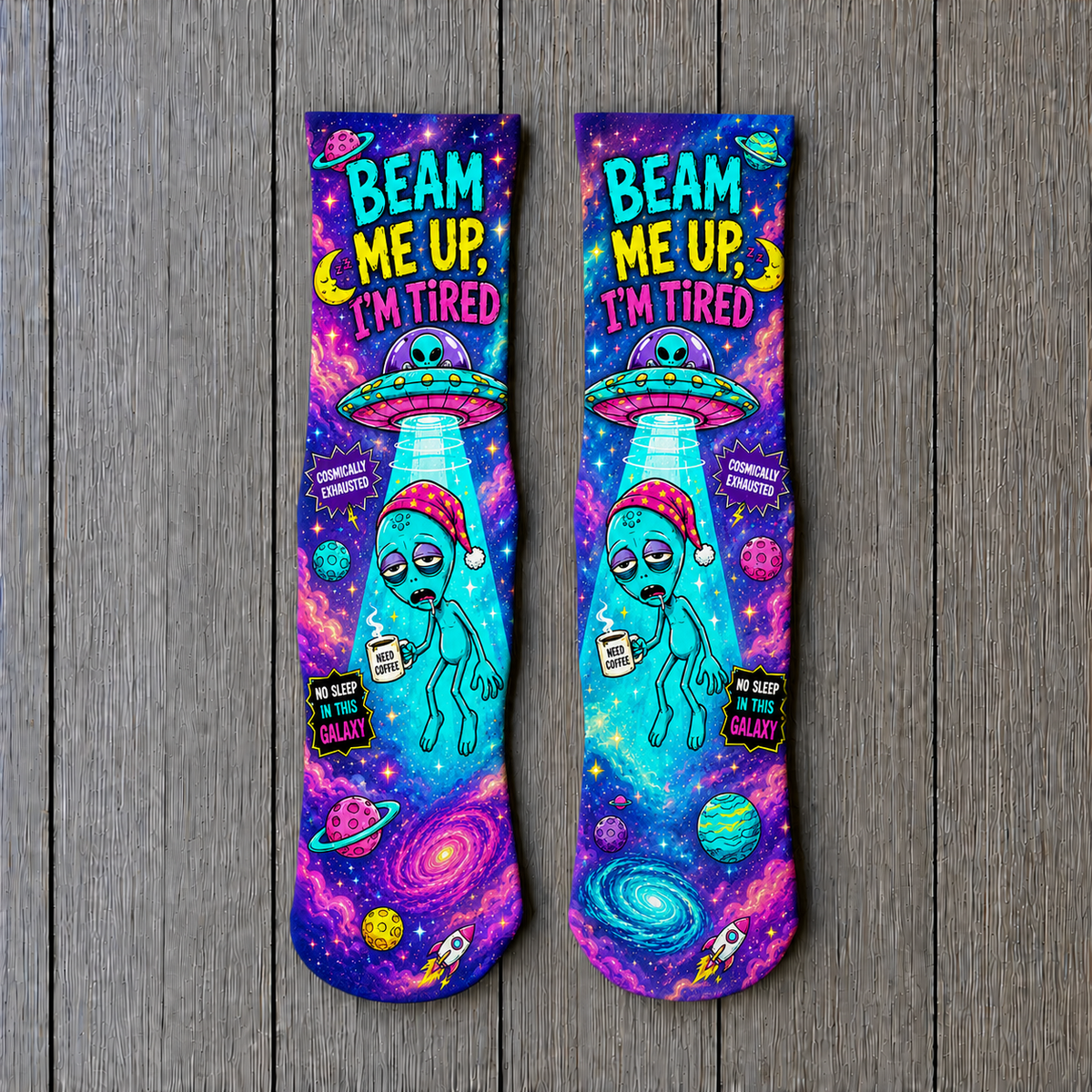 Alien Beam Me Up I´m Tired socks