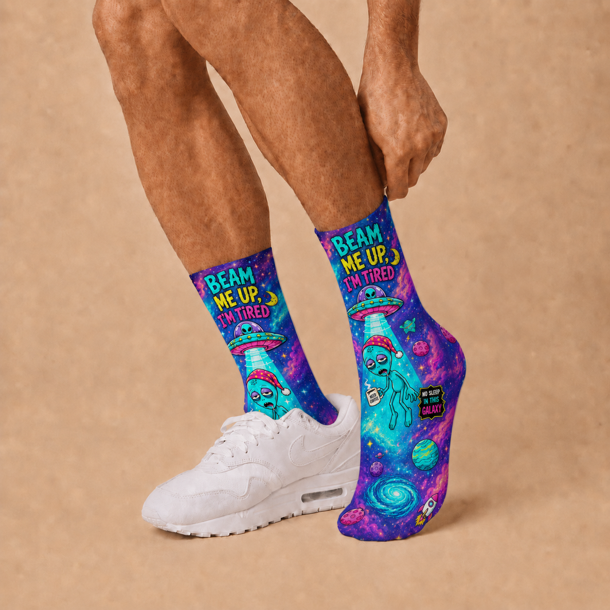 Alien Beam Me Up I´m Tired socks