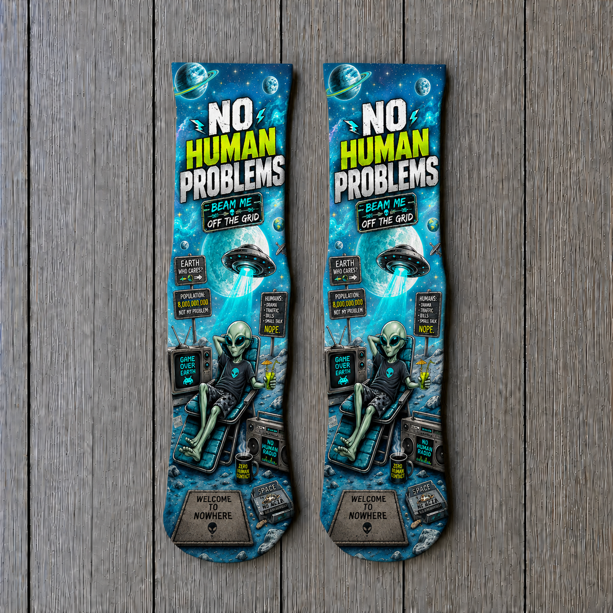 Alien No Human Problems socks