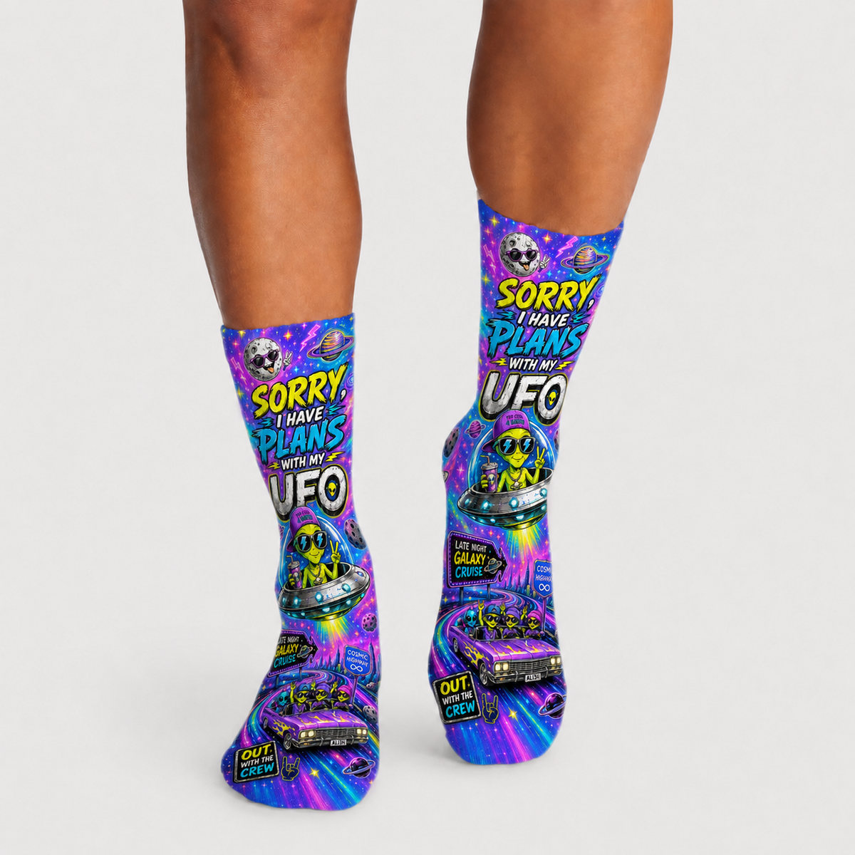 Alien Sorry I Have Plans socks