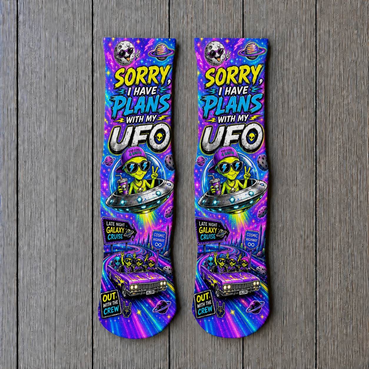 Alien Sorry I Have Plans socks