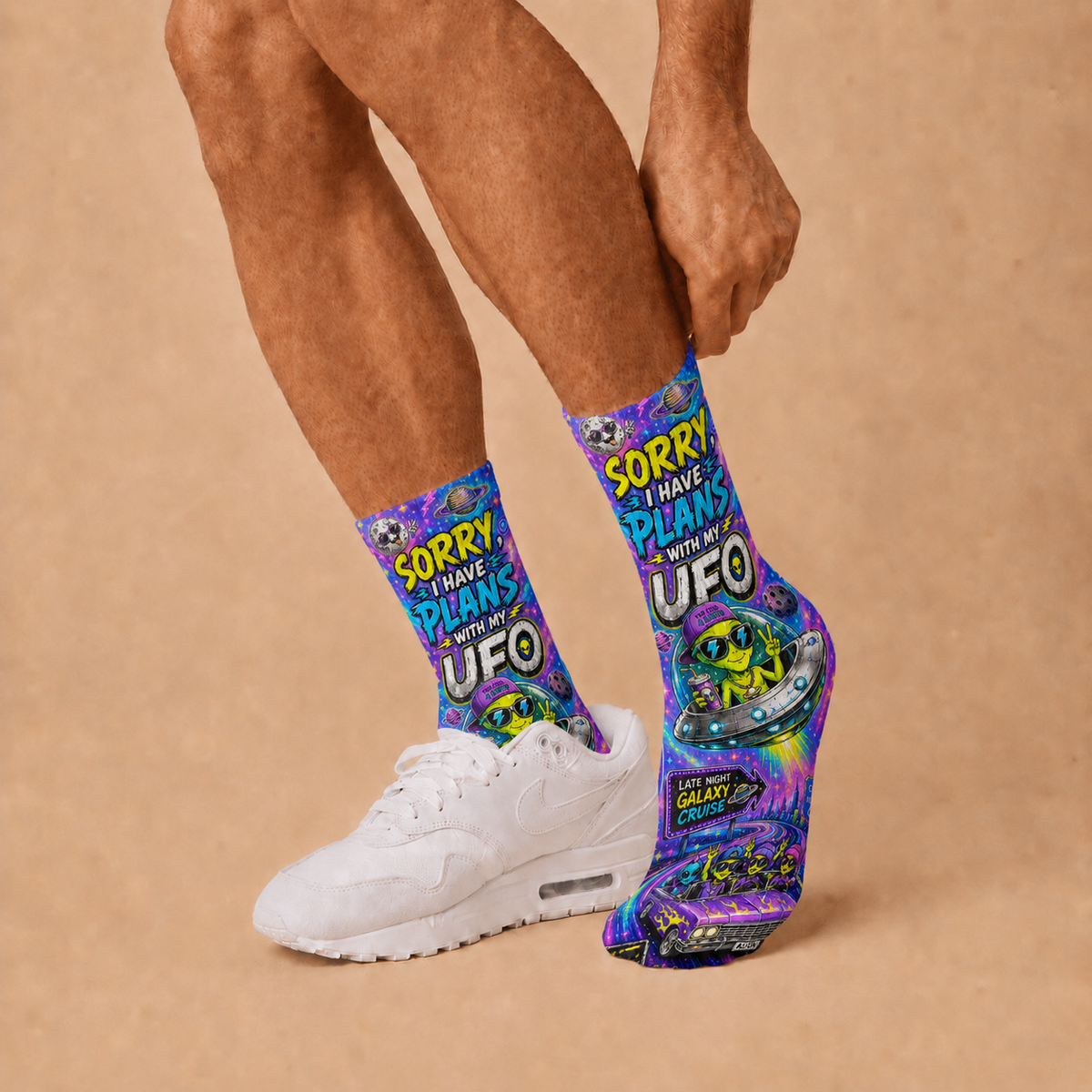 Alien Sorry I Have Plans socks