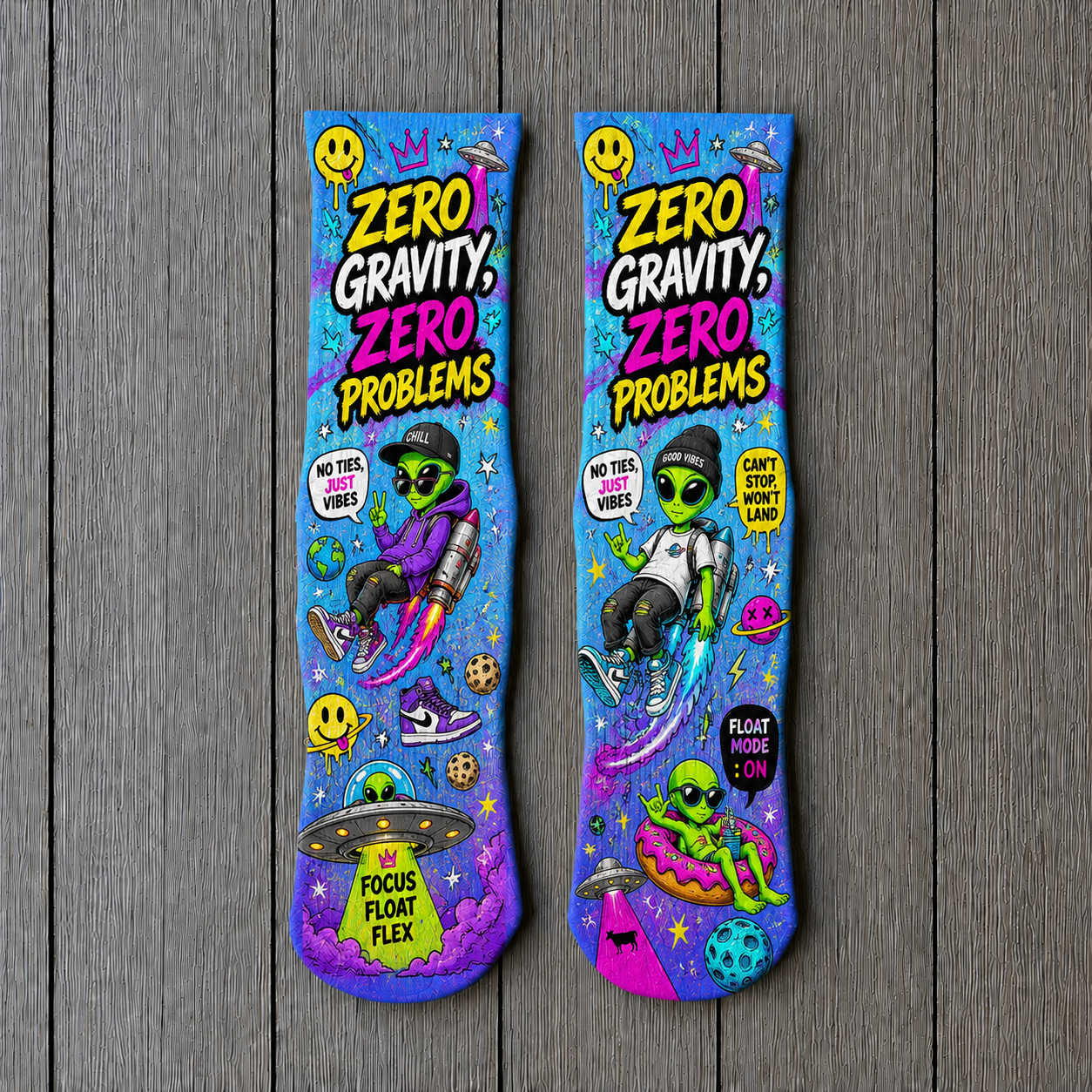 Alien Zero Gravity Zero Problems socks