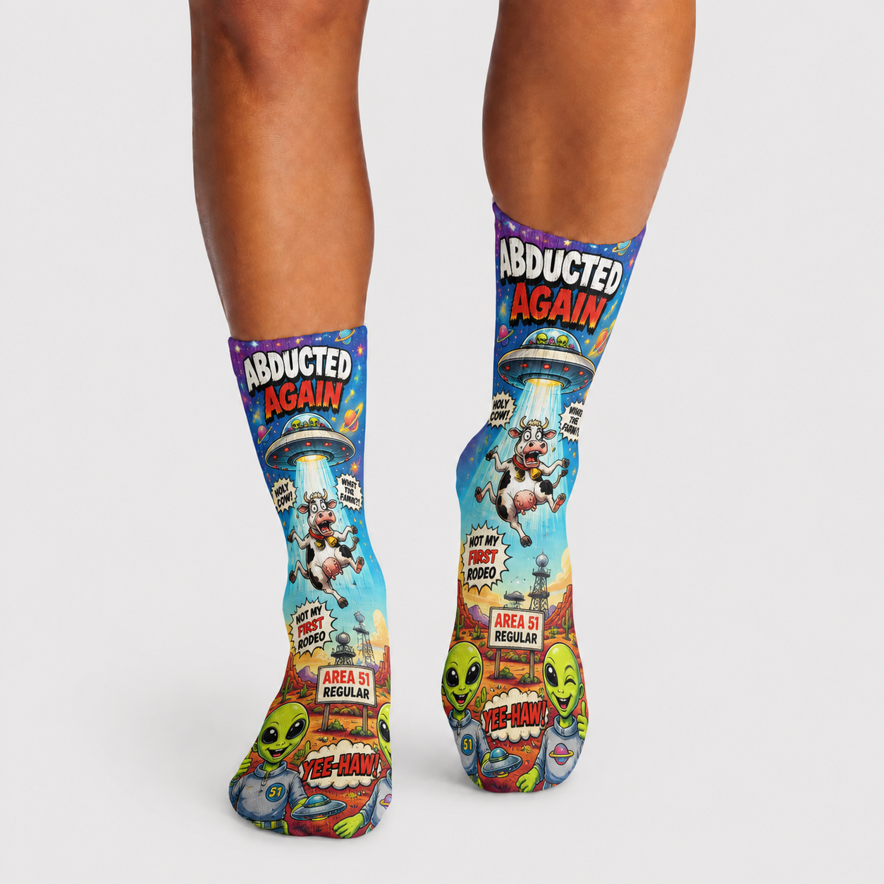 Alien Abducted Again socks