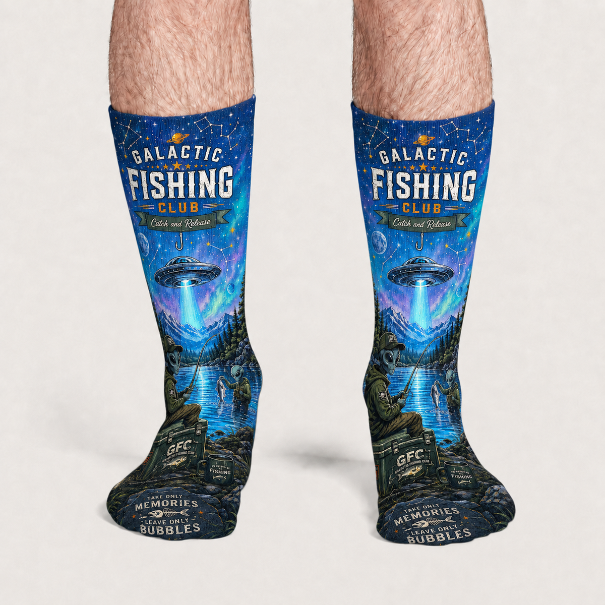 Alien Galactic Fishing Club socks
