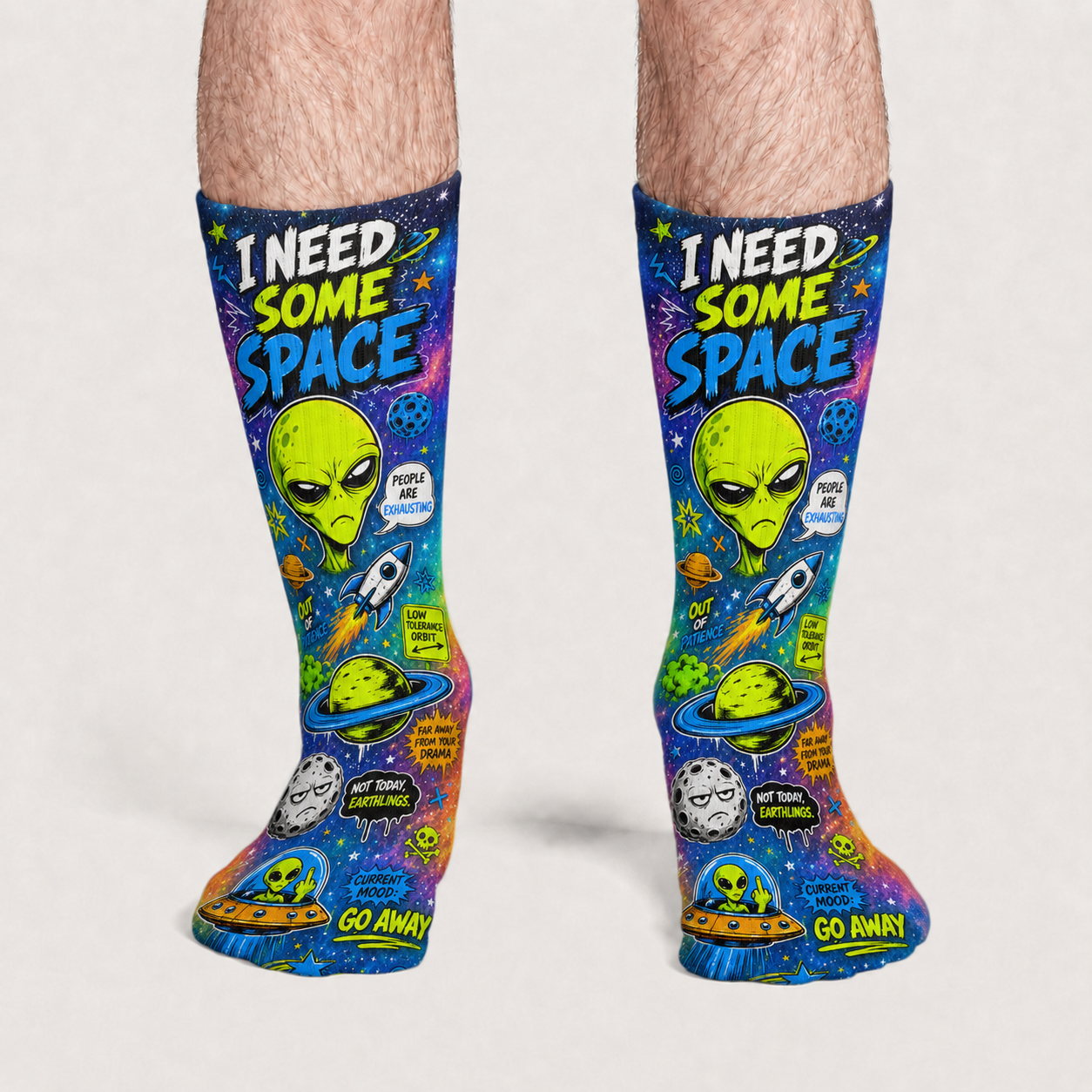 Alien I Need Some Space socks