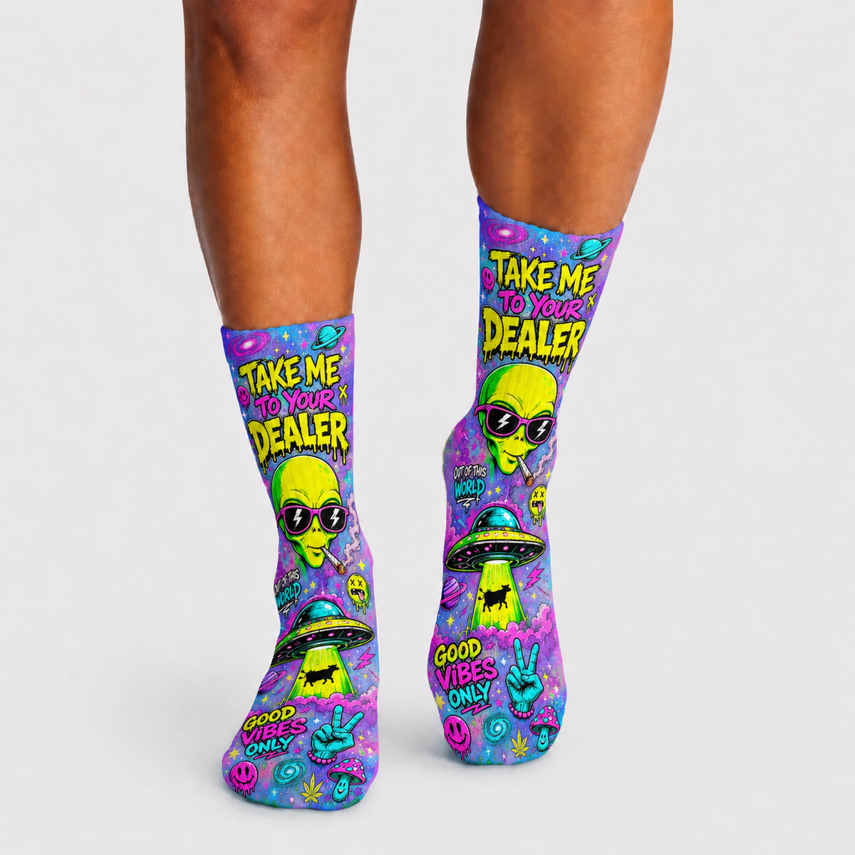 Alien Take Me To your Dealer Vibes socks