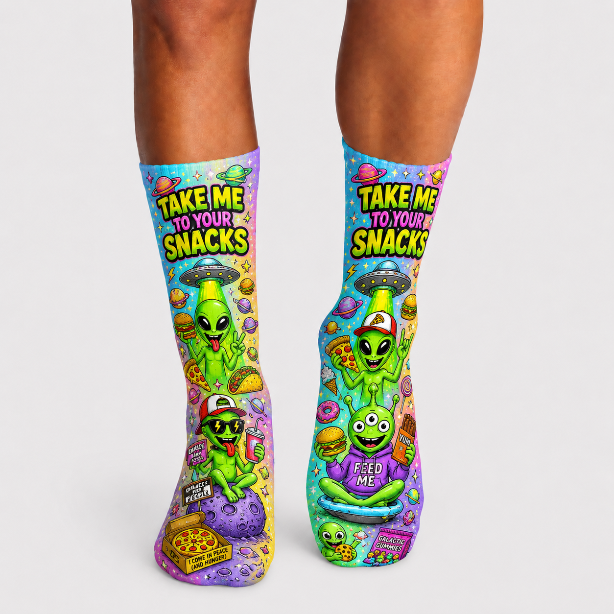 Alien Take Me To Your Snacks Socks