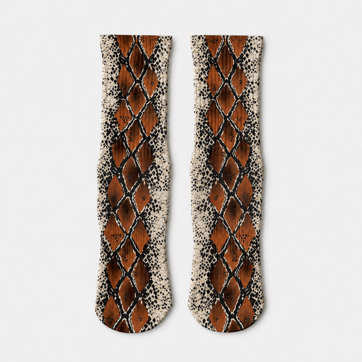 Snake Skin Print Crew Socks