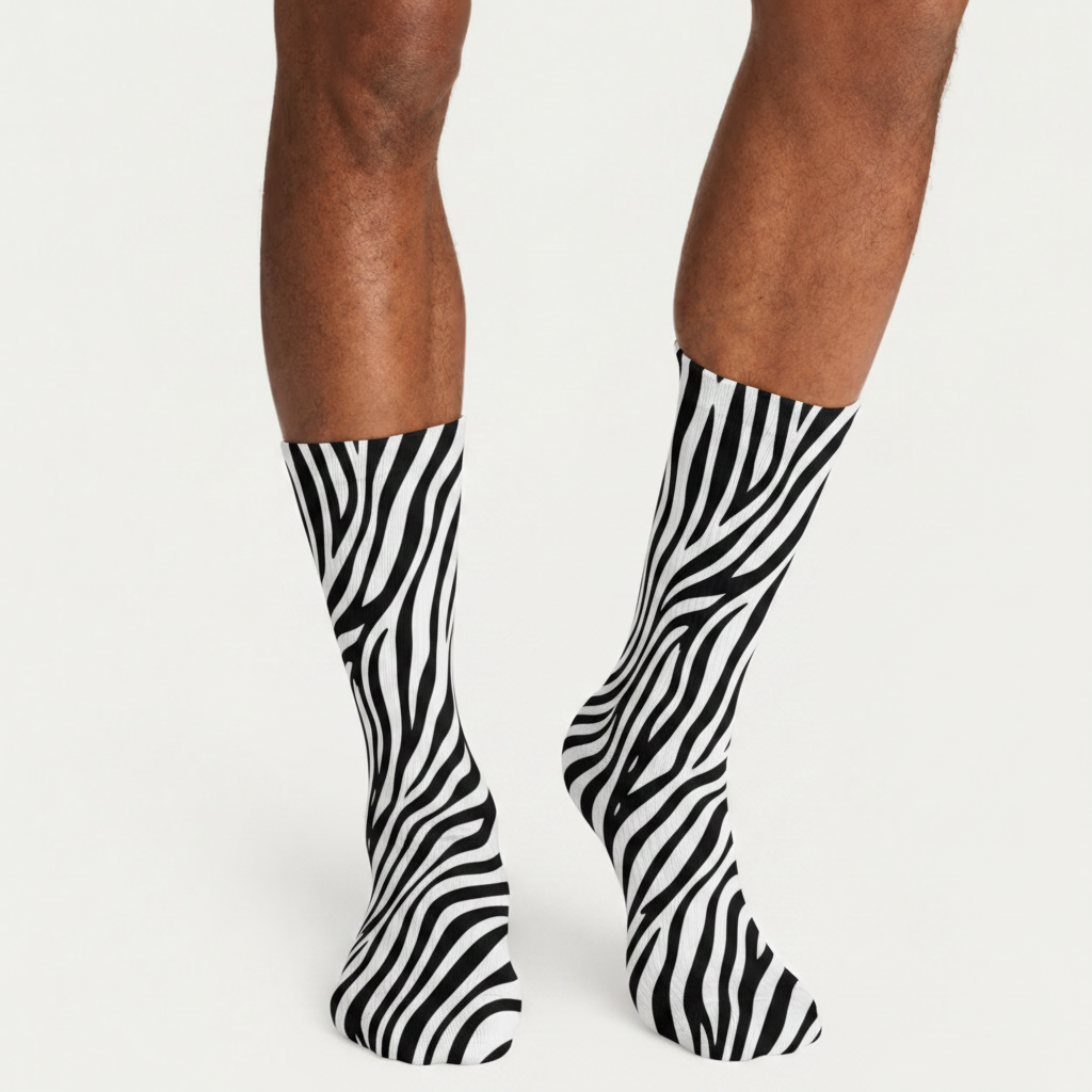 Zebra Stripe Animal Print Crew Socks