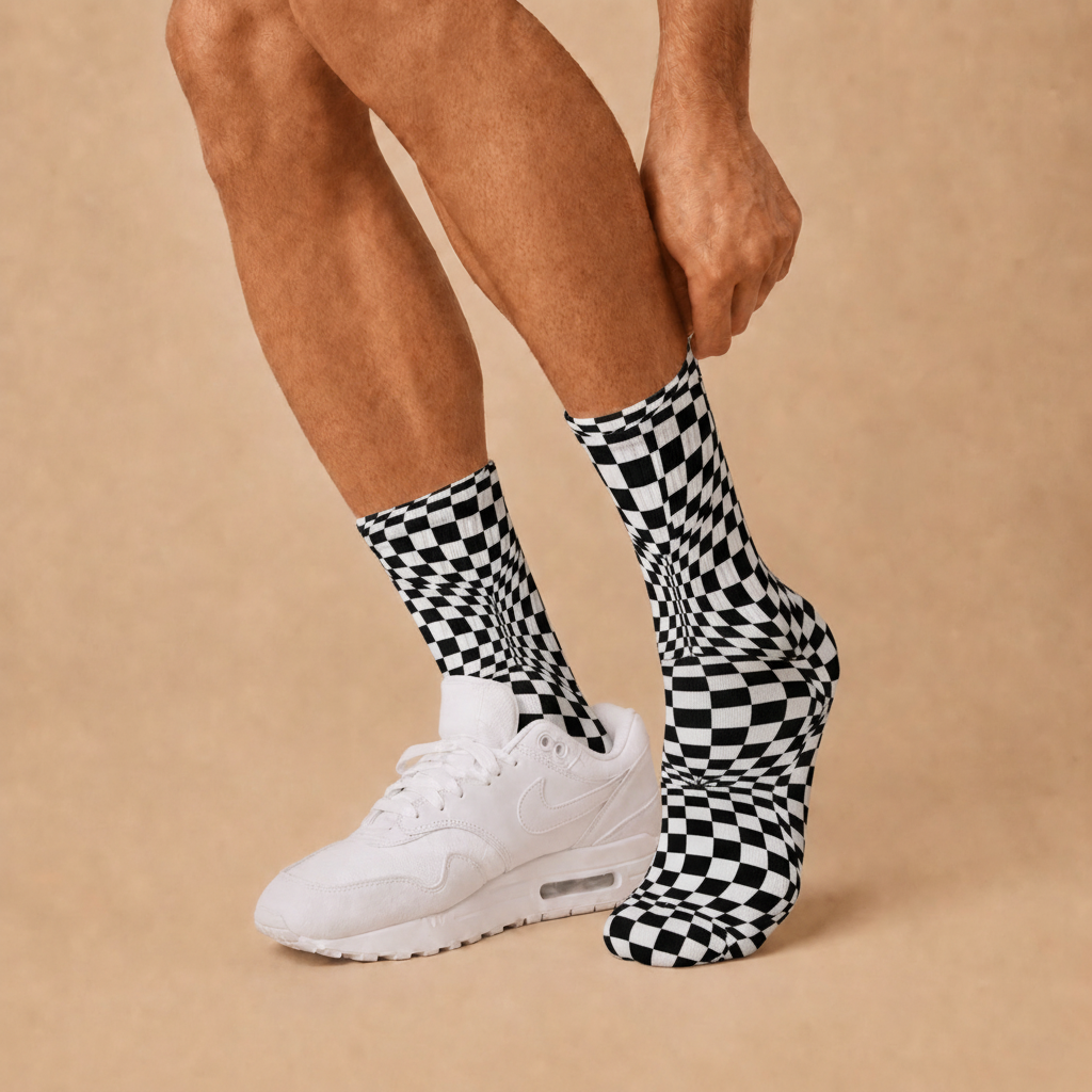 Illusion Checkerboard Black and White socks