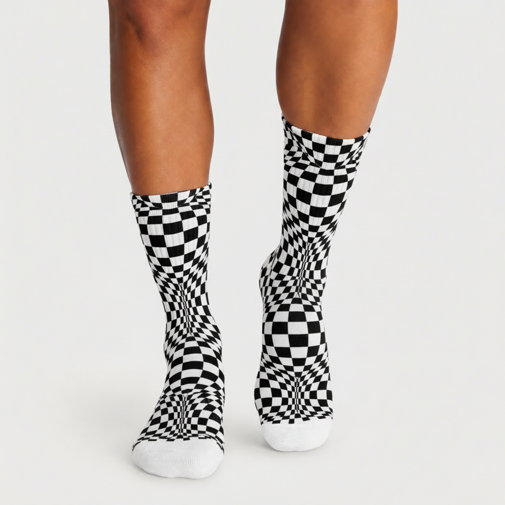 Illusion Checkerboard Black and White socks